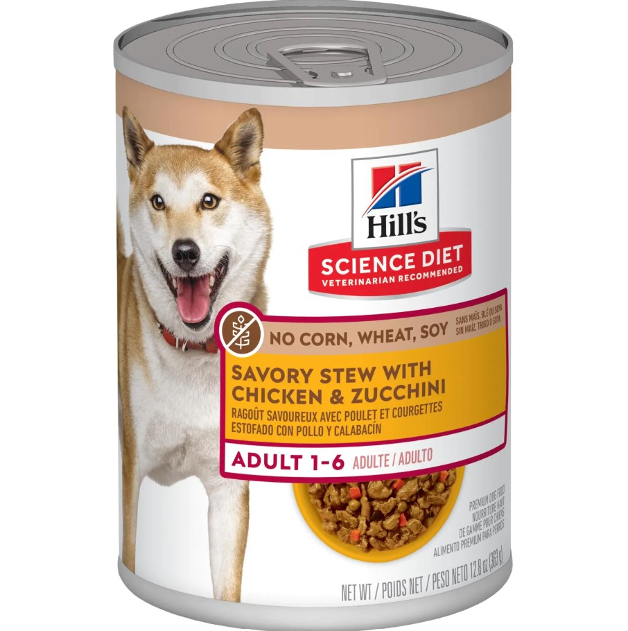 Hill's Science Diet Canned Wet Dog Food, Adult, No Corn, Wheat or Soy Recipes, 12.8 oz Cans(Pack of 12)