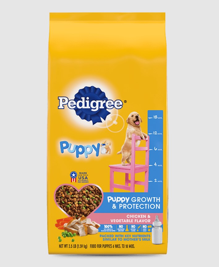 PEDIGREE Puppy Growth & Protection Dry Dog Food Grilled Steak & Vegetable Flavor, 3.5 lb. Bag